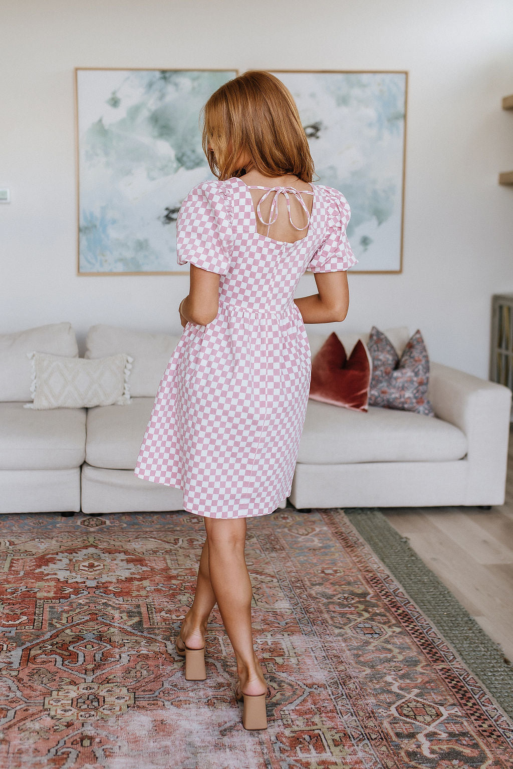 Mittoshop The Moment Checkered Babydoll Dress Bogo Free