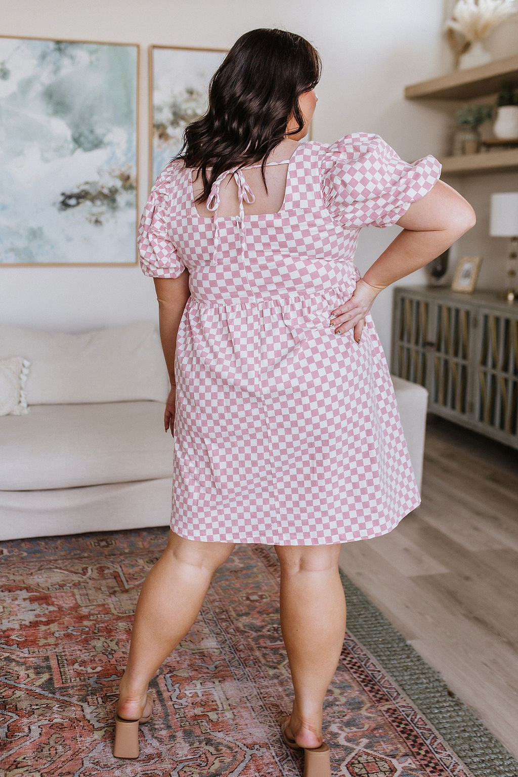 Mittoshop The Moment Checkered Babydoll Dress Bogo Free