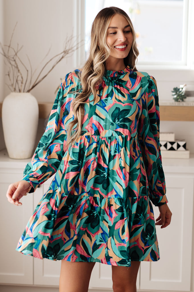 Jodifl Thrill of it All Teal & Pink Floral Dress Ave Shops 10-24-23