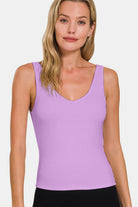 Zenana Bright Lavender V-Neck Slim Tank Trendsi