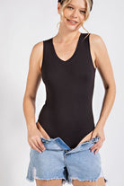 Rae Mode Butter V Neck Sleeve Bodysuit Black Rae Mode